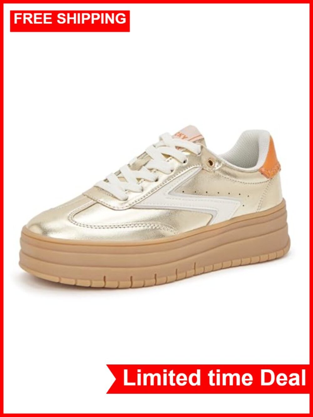 Platform Sneakers Gum Sole Thick Sole Lace Up Retro Athletic Shoe